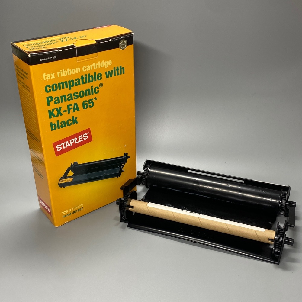 Staples Fax Ribbon Cartridge OS Black Like New Panasonic KX-FA65 SFP-25C